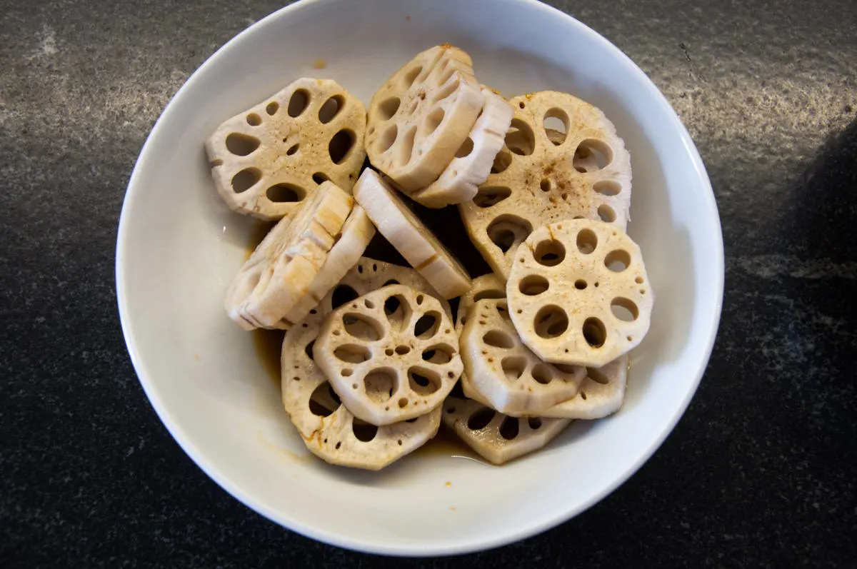 lotus root slices in soy sauce