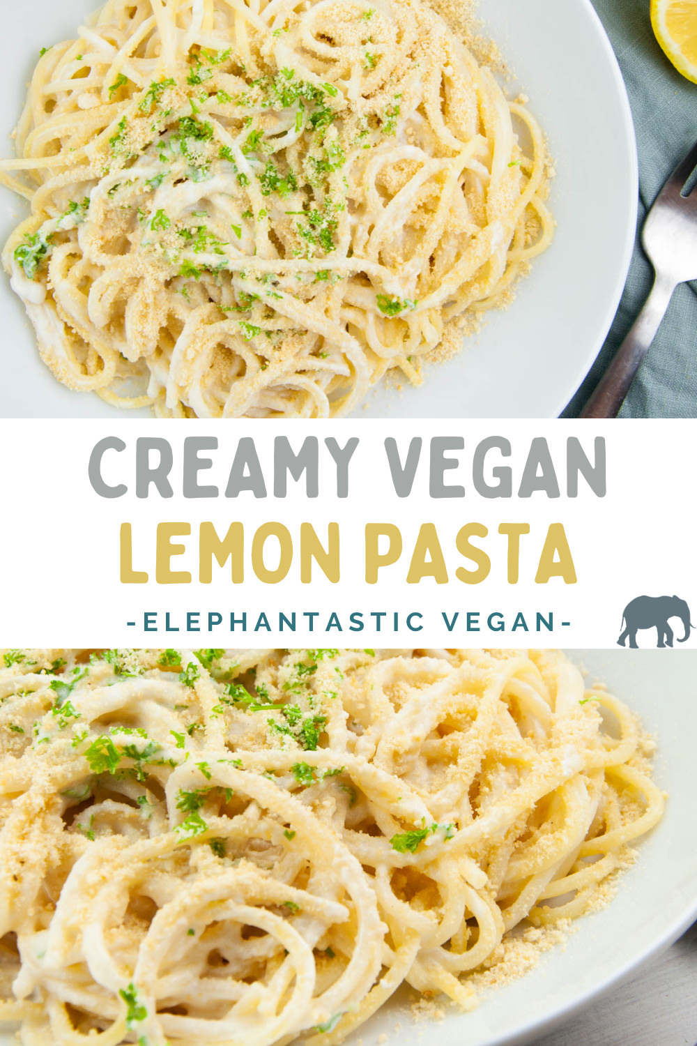 Creamy Vegan Lemon Pasta Recipe - Elephantastic Vegan