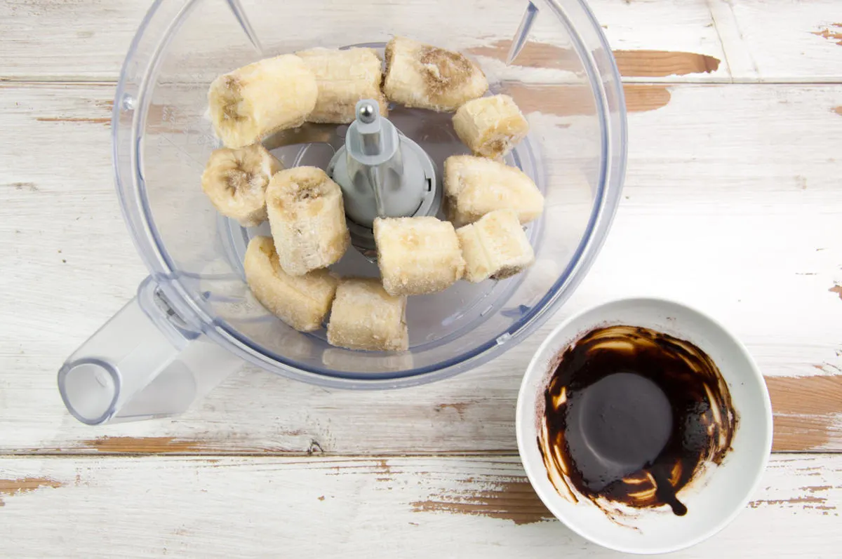 frozen bananas in food processor