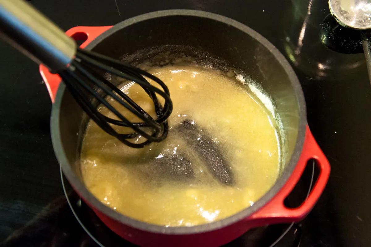 vegan butter and flour in small pot