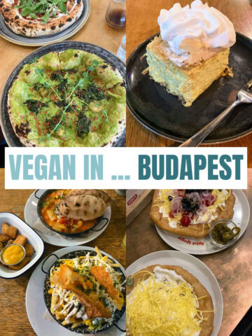Vegan dishes and desserts in Budapest.